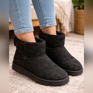 UGG Women's Short Winter Boots in Black Suede